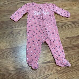 Carters Footed  Sleeper PJ Pink with flowers, 6M, Girls Little Sister